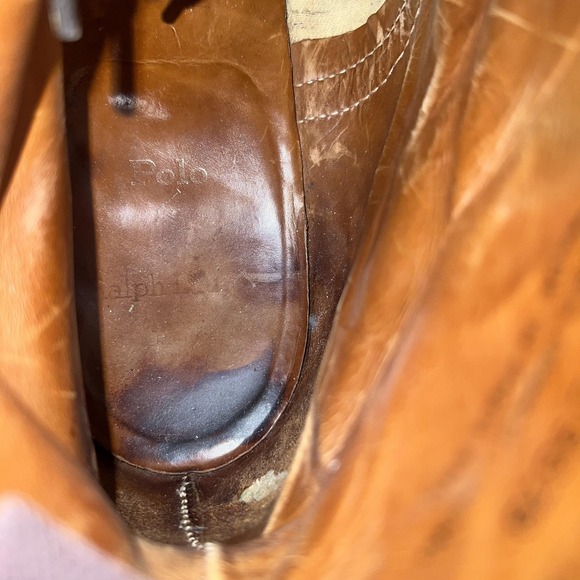 VTG Polo Ralph Lauren Boots Mens Size 10.5 D Brown Leather Wingtip Brogue 9899 - Picture 8 of 8